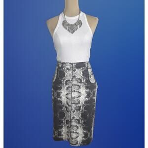 Vintage Vibe Snake Print Wiggle Midi Skirt | Worthington Stretch | Office Siren